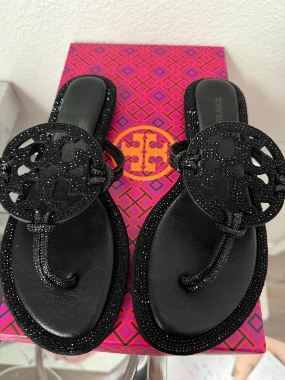 Tory Burch Miller Knotted Pave Sandals Black Size 39 - Picture 5 of 5